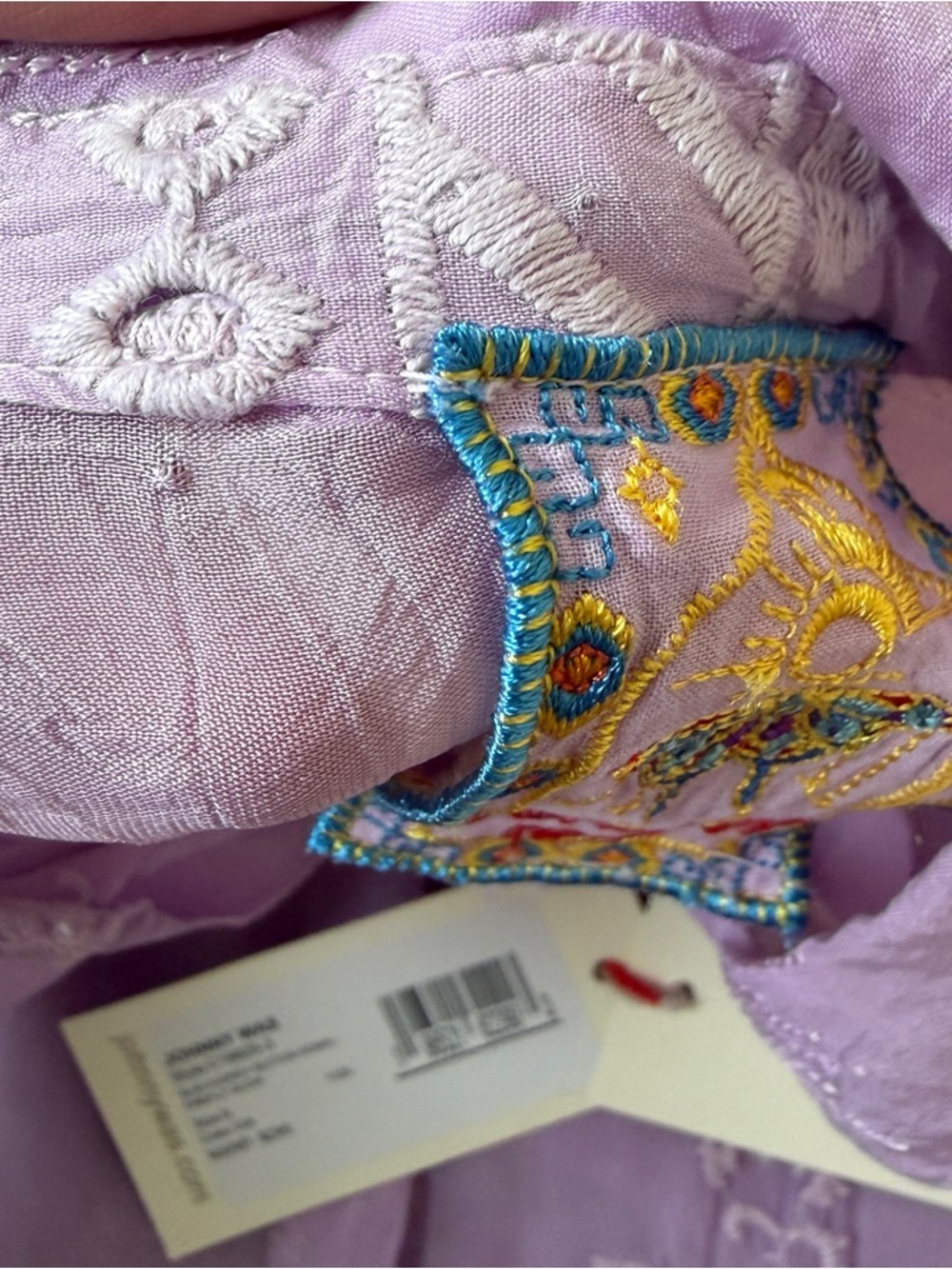 NWT Johnny Was Sz S Slim Audrey Blouse Purple Embroidered Cupra Rayon - Picture 8 of 8